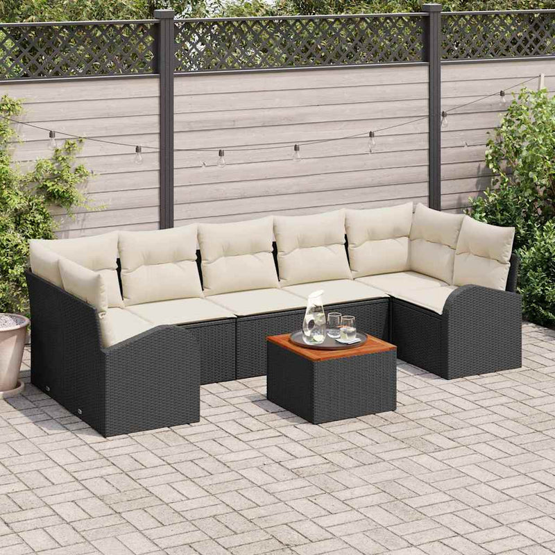 Set de canapele pentru grădină 8 buc. Negru poliratan