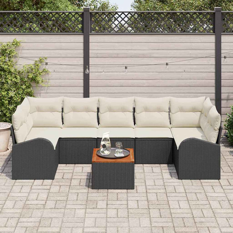 Set de canapele pentru grădină 8 buc. Negru poliratan