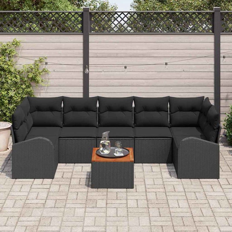 Set de canapele pentru grădină 8 buc. Negru poliratan