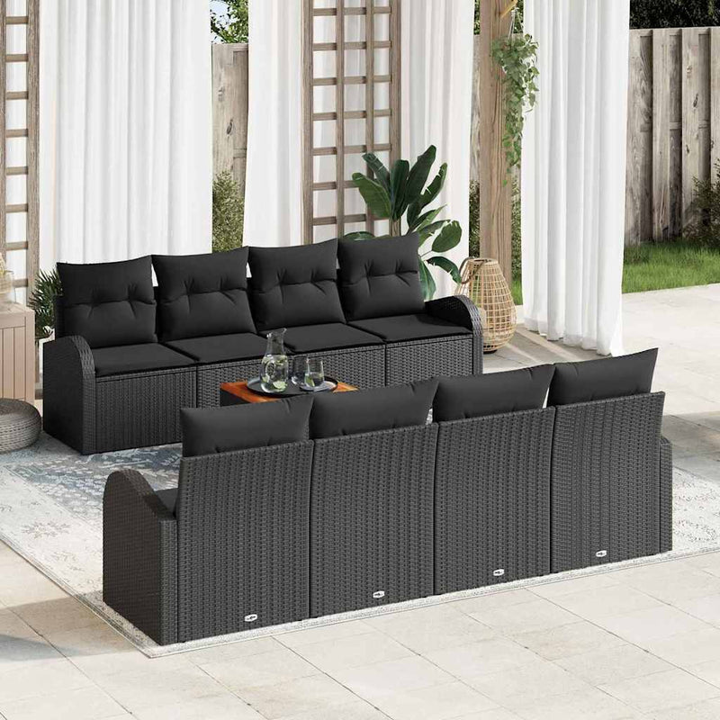 Set de canapele pentru grădină 9 buc. Negru poliratan
