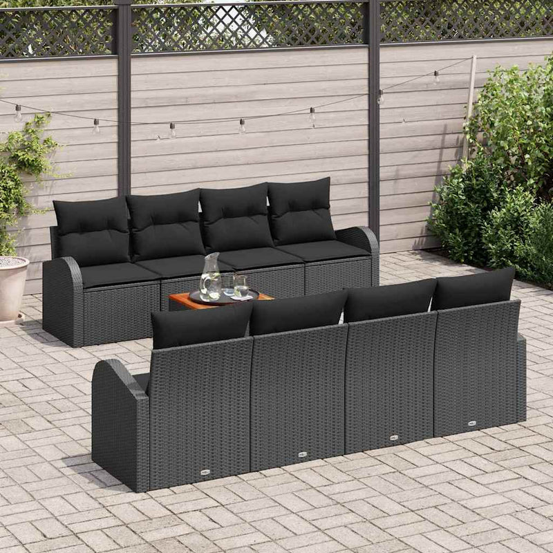 Set de canapele pentru grădină 9 buc. Negru poliratan