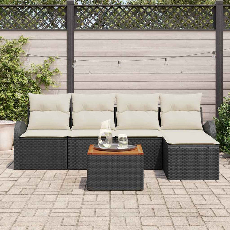 Set de canapele pentru grădină 6 buc. Negru poliratan