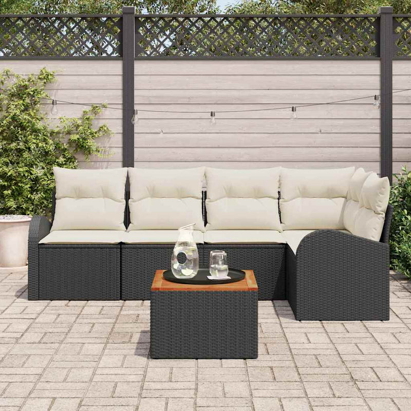 Set de canapele pentru grădină 6 buc. Negru poliratan