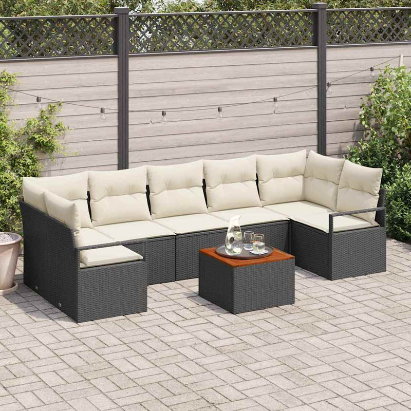 Set de canapele pentru grădină 8 buc. Negru poliratan