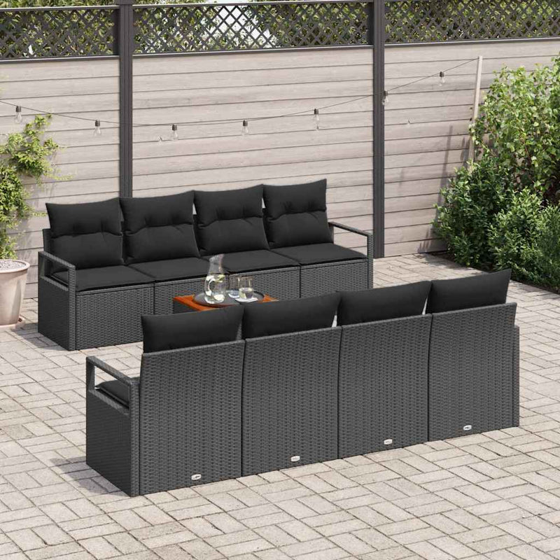 Set de canapele pentru grădină 9 buc. Negru poliratan