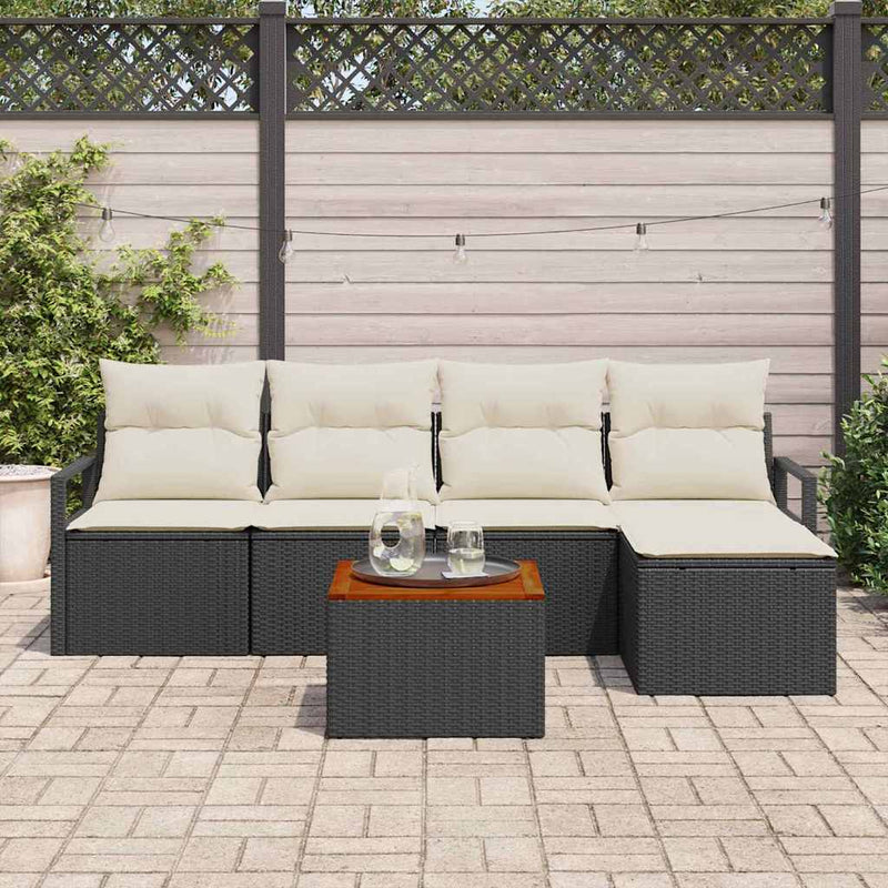 Set de canapele pentru grădină 6 buc. Negru poliratan