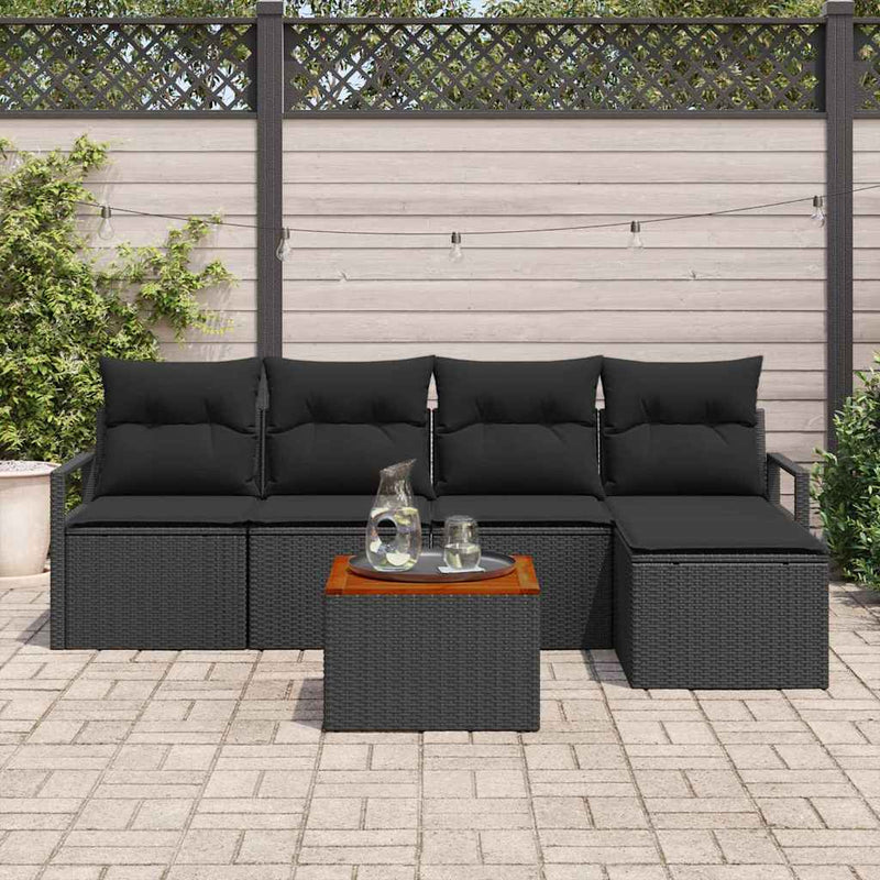 Set de canapele pentru grădină 6 buc. Negru poliratan