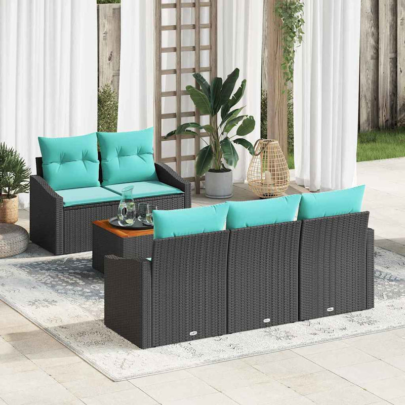 Set de canapele pentru grădină 6 buc. Negru poliratan