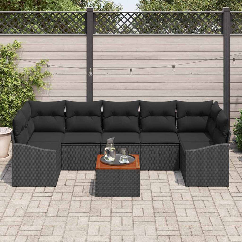 Set de canapele pentru grădină 8 buc. Negru poliratan