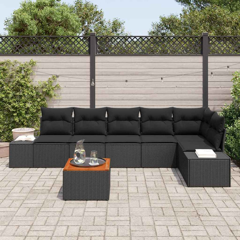 Set de canapele pentru grădină 7 buc. Negru poliratan