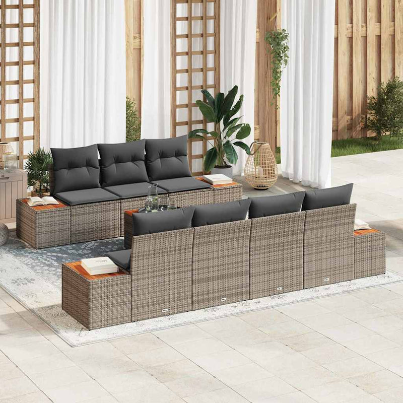 Set de canapele pentru grădină 8 buc. Gri Rattan poli
