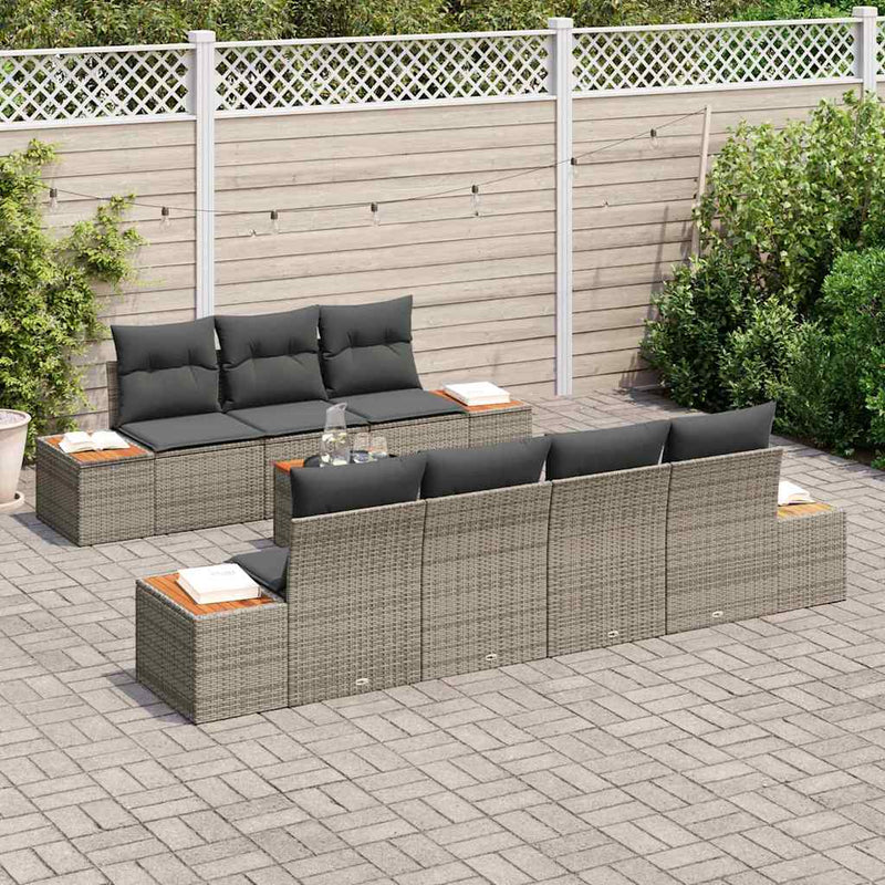 Set de canapele pentru grădină 8 buc. Gri Rattan poli