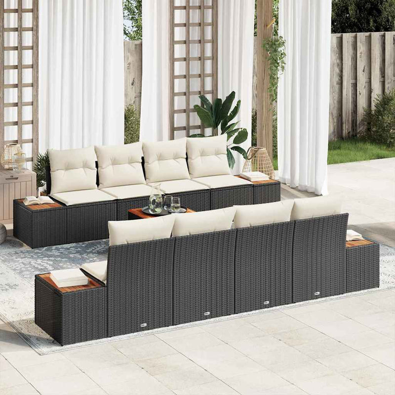 Set de canapele pentru grădină 9 buc. Negru Rattan poli