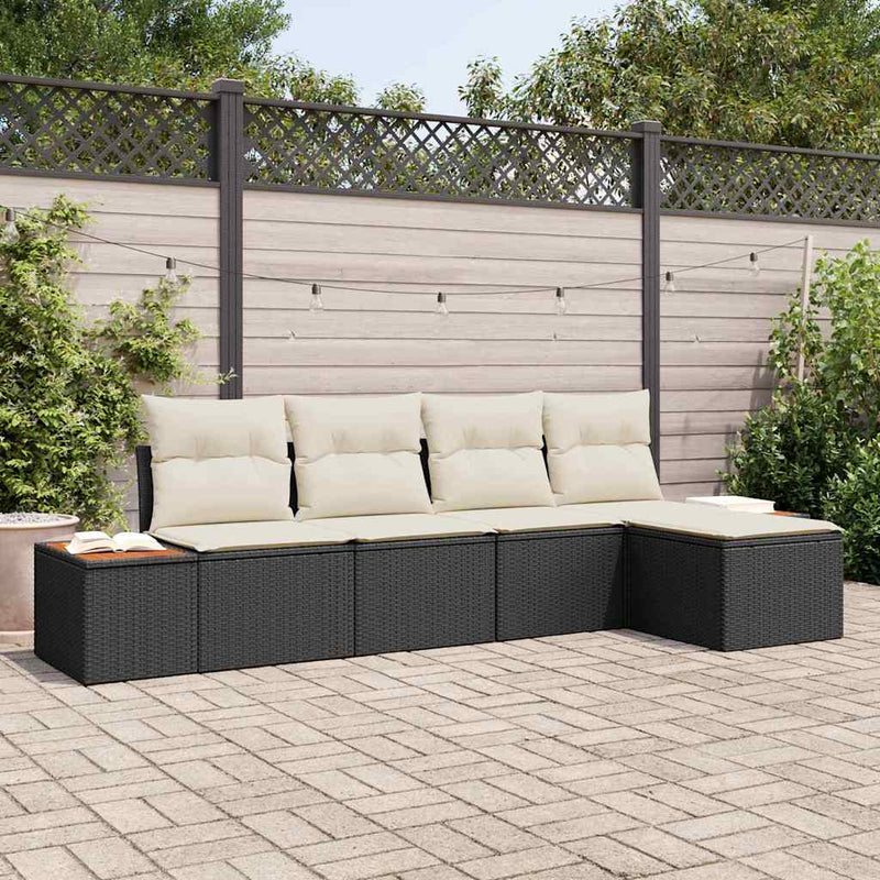 Set de canapele pentru grădină 5 buc. Negru Rattan poli