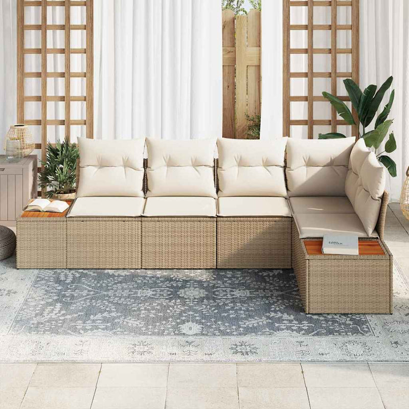 Set de canapele pentru grădină 5 buc. Bej Rattan poli