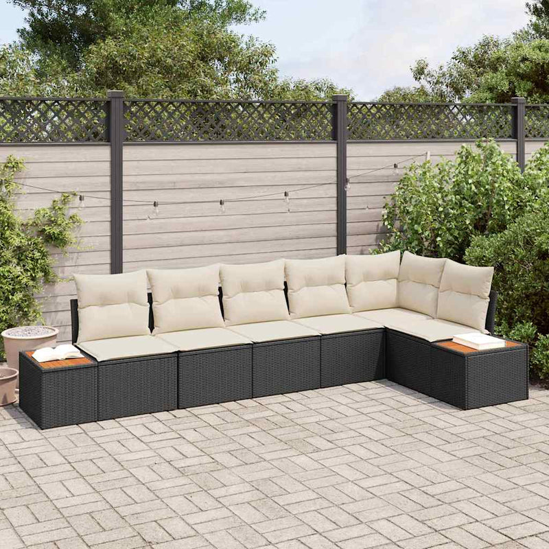 Set de canapele pentru grădină 6 buc. Negru Rattan poli