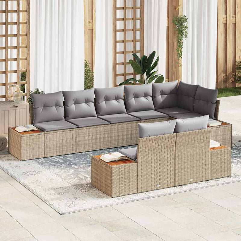Set de canapele pentru grădină 8 buc. Bej Rattan poli