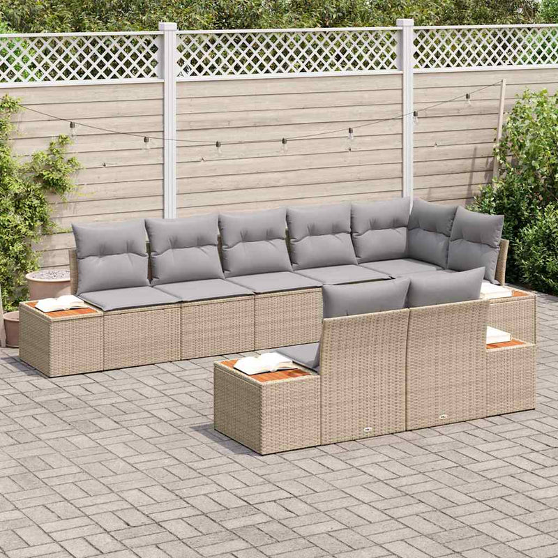 Set de canapele pentru grădină 8 buc. Bej Rattan poli