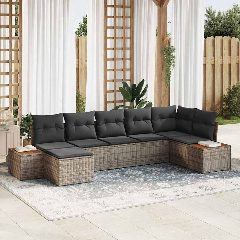 Set de canapele pentru grădină 7 buc. Gri Rattan poli