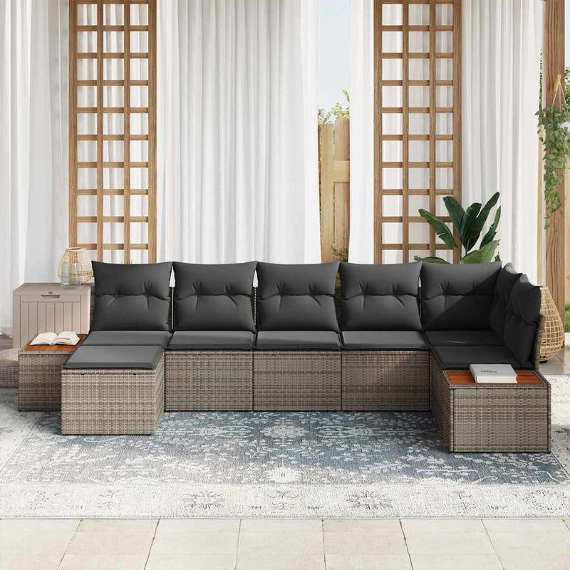 Set de canapele pentru grădină 7 buc. Gri Rattan poli