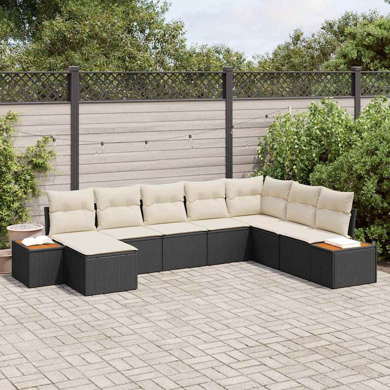 Set de canapele pentru grădină 8 buc. Negru Rattan poli