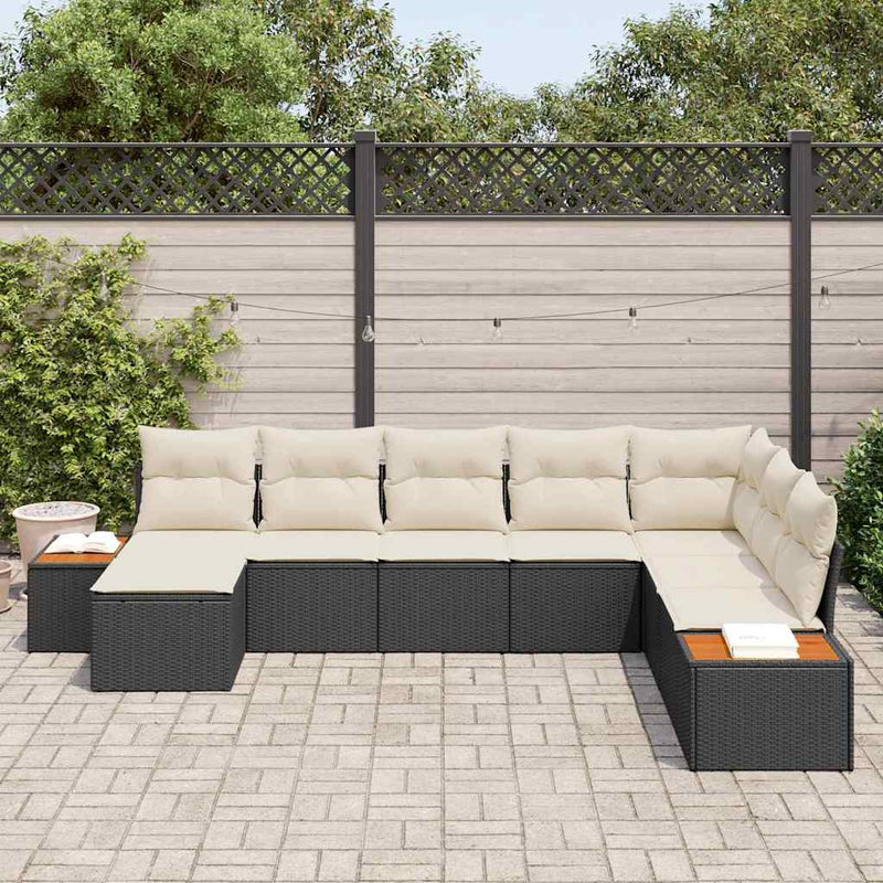 Set de canapele pentru grădină 8 buc. Negru Rattan poli