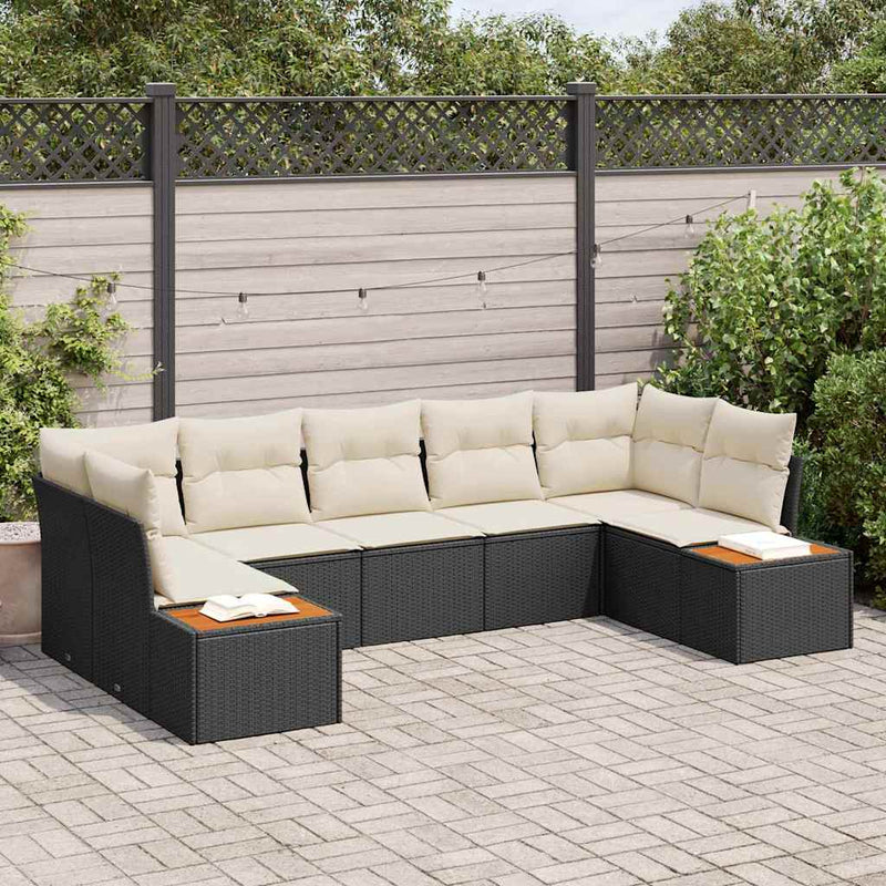 Set de canapele pentru grădină 7 buc. Negru poliratan