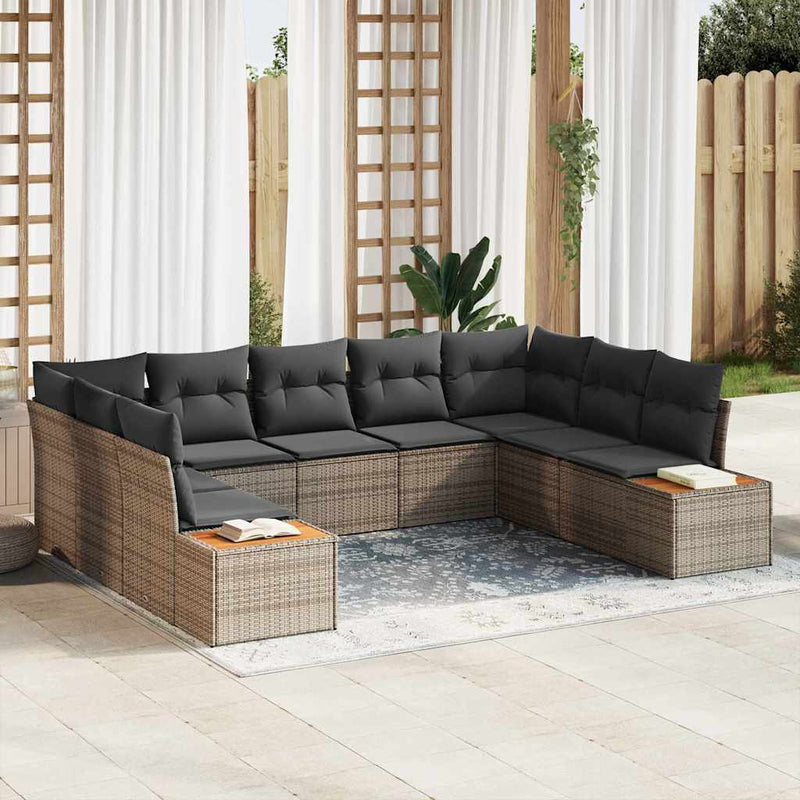 Set de canapele pentru grădină 9 buc. Gri Rattan poli