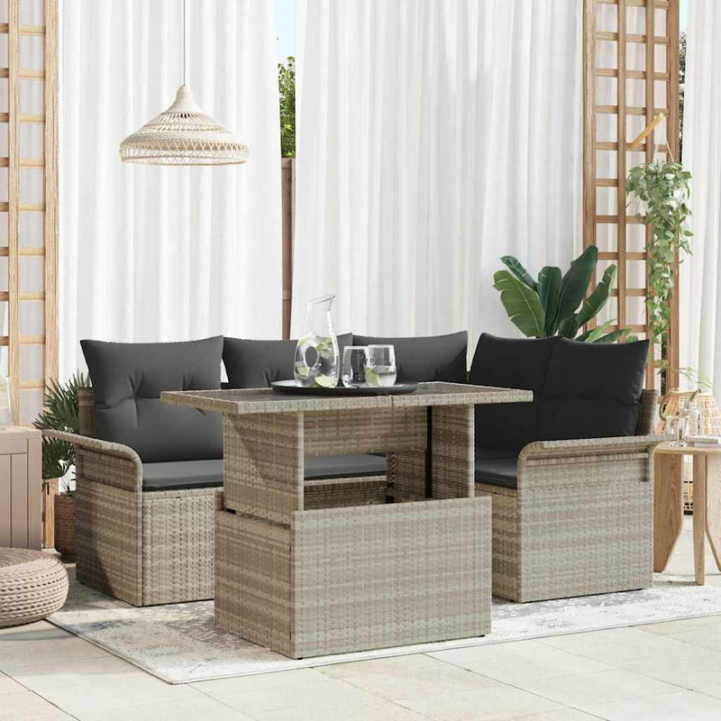 Set de canapele pentru grădină 5 buc. Gri deschis poliratan