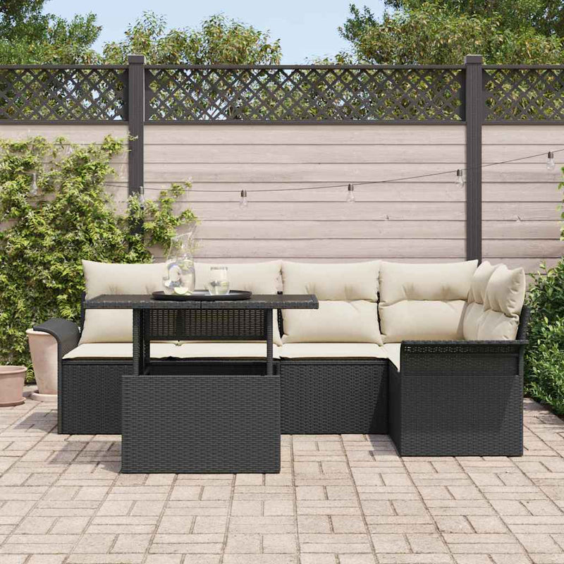 Set de canapele pentru grădină 6 buc. Negru poliratan