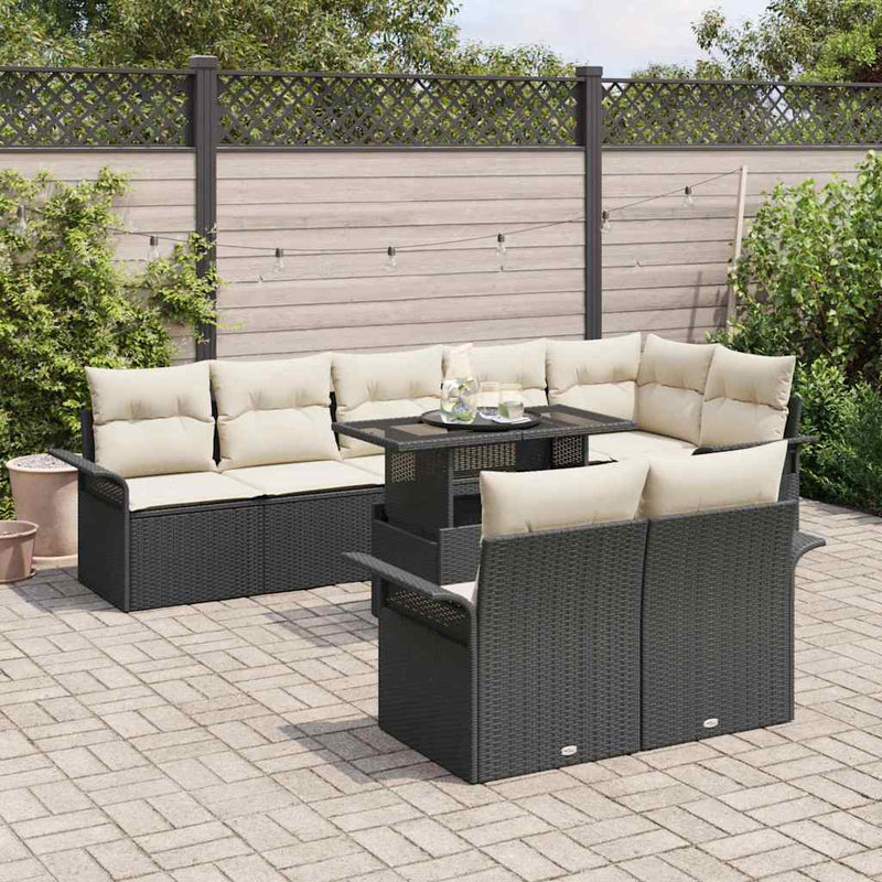 Set de canapele pentru grădină 9 buc. Negru Rattan poli