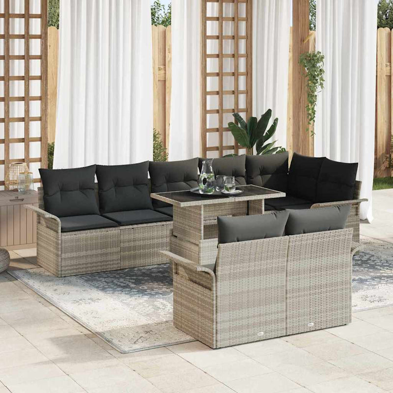 Set de canapele pentru grădină 9 buc. Gri deschis Rattan poli
