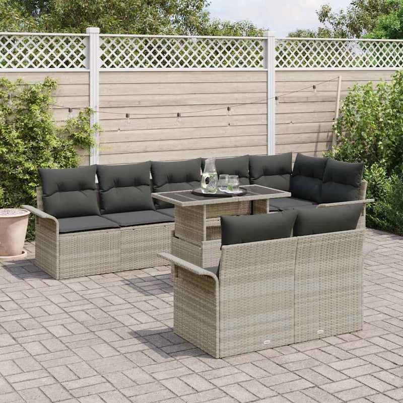 Set de canapele pentru grădină 9 buc. Gri deschis Rattan poli