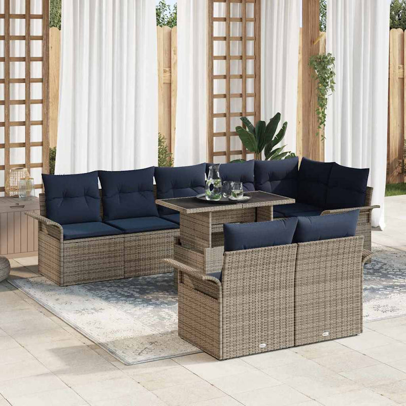 Set de canapele pentru grădină 9 buc. Gri Rattan poli