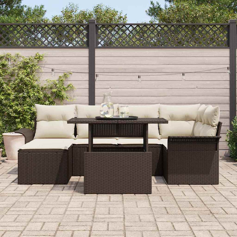 Set de canapele pentru grădină 7 buc. Maro Rattan poli