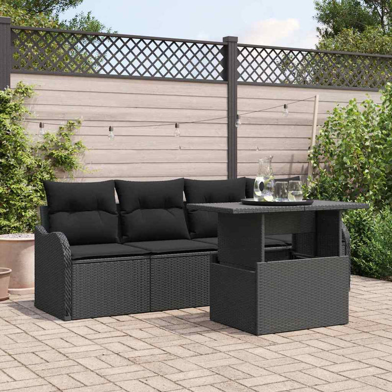 Set de canapele pentru grădină 5 buc. Negru Rattan poli