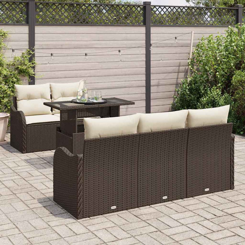 Set de canapele pentru grădină 6 buc. Maro poliratan
