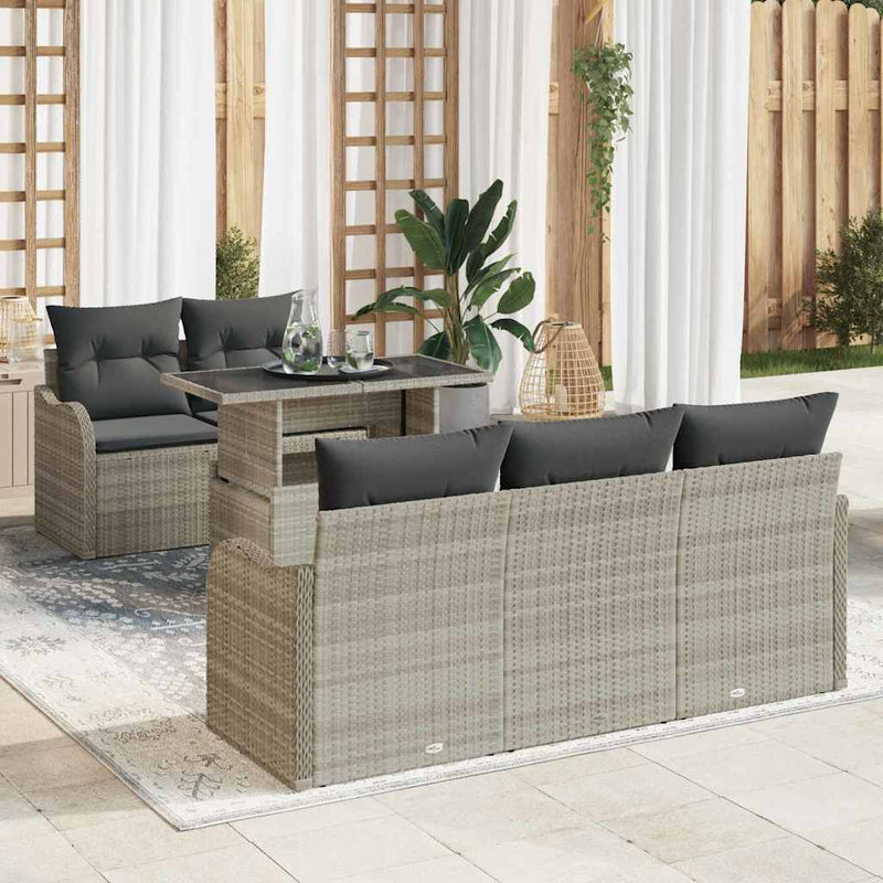 Set de canapele pentru grădină 6 buc. Gri deschis poliratan
