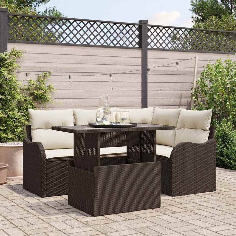Set dining pentru exterior 5 buc. Maro Rattan poli