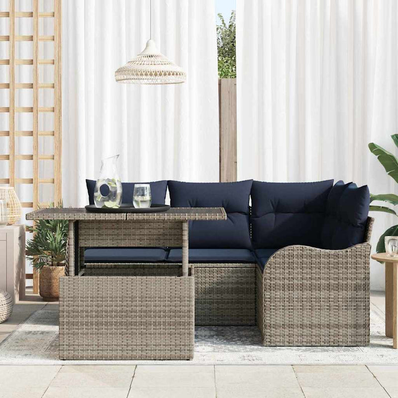 Set dining pentru exterior 5 buc. Gri Rattan poli
