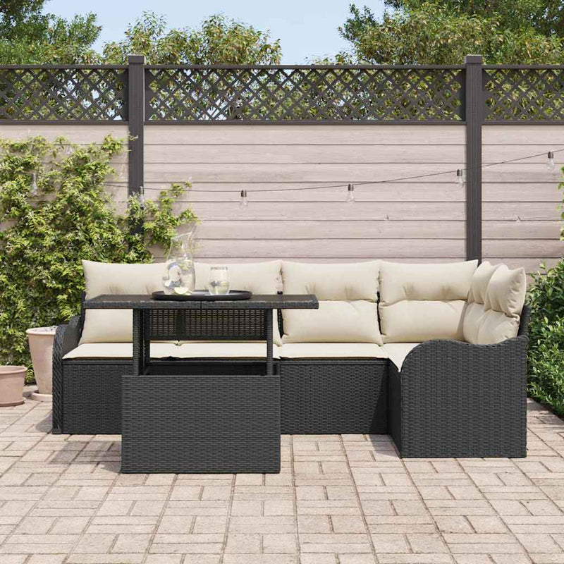 Set de dining 6 buc. Negru Rattan poli