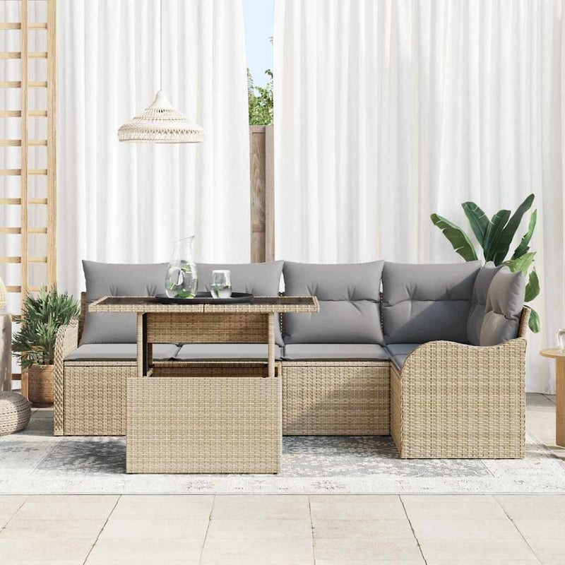 Set de dining 6 buc. Bej Rattan poli