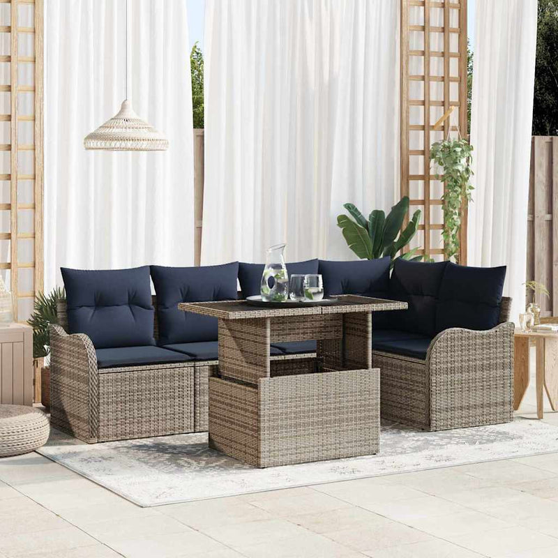 Set de dining 6 buc. Gri Rattan poli