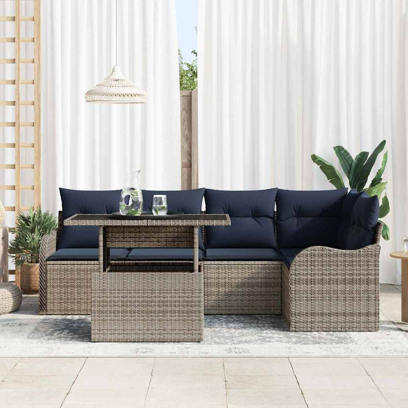 Set de dining 6 buc. Gri Rattan poli