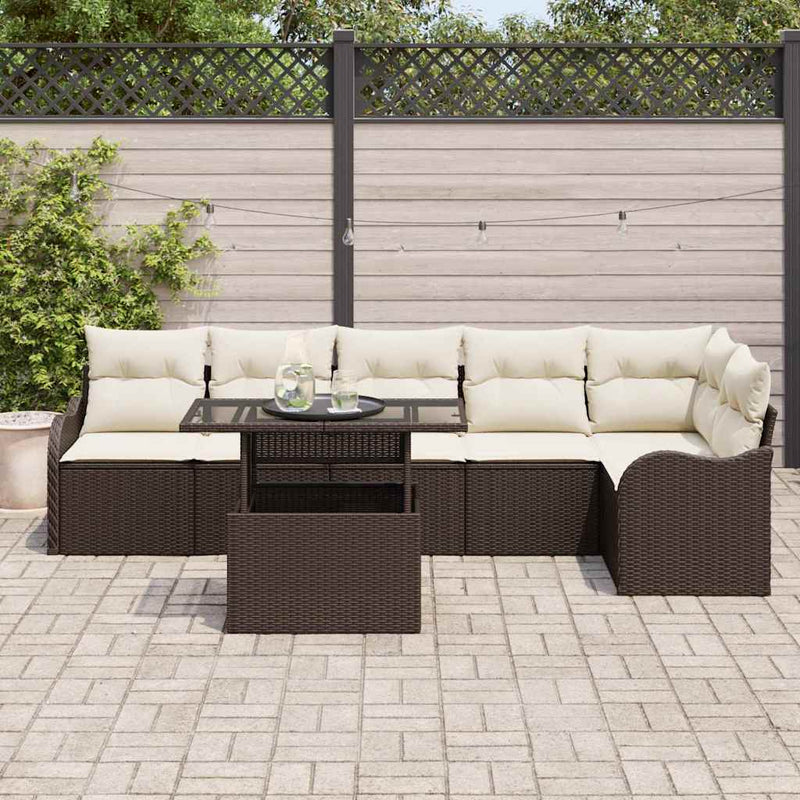 Set de canapea 7 buc. Maro Rattan poli