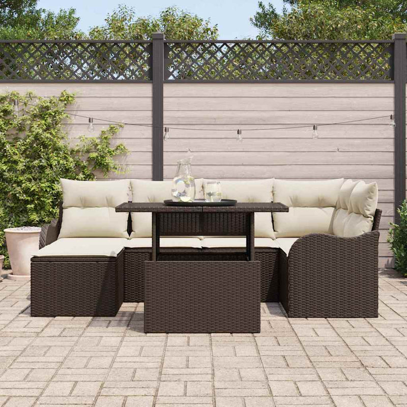 Set de canapele pentru grădină 7 buc. Maro Rattan poli