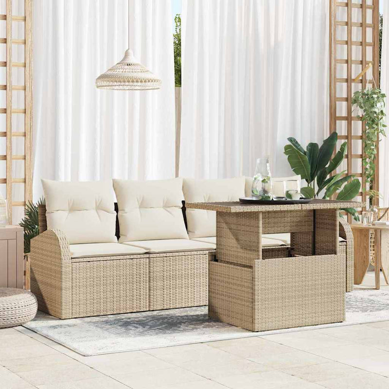Set de canapele pentru grădină 5 buc. Bej Rattan poli