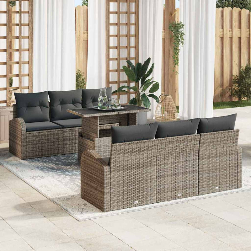Set de canapele pentru grădină 7 buc. Gri Rattan poli