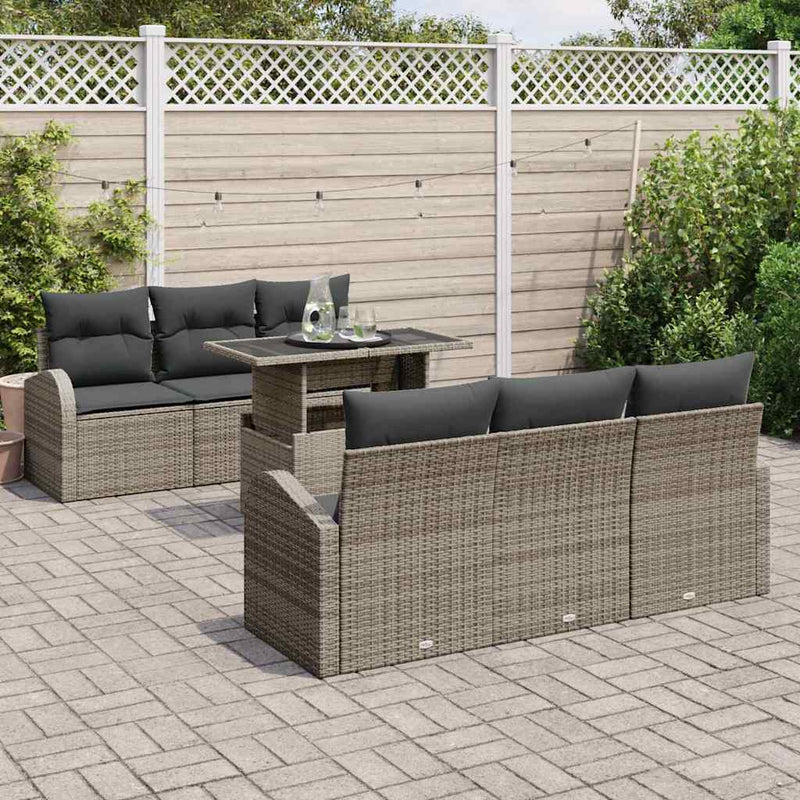 Set de canapele pentru grădină 7 buc. Gri Rattan poli