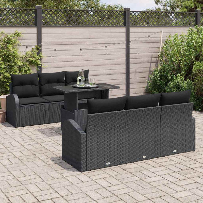 Set de canapele pentru grădină 7 buc. Negru Rattan poli